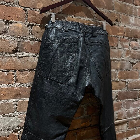 Diesel “Industry Division” Black Washed Leather Pants - Picture 6 of 12